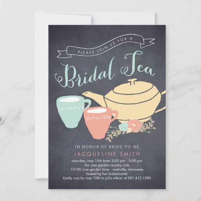 Invitación a la ducha de novia con té de novia (Anverso)