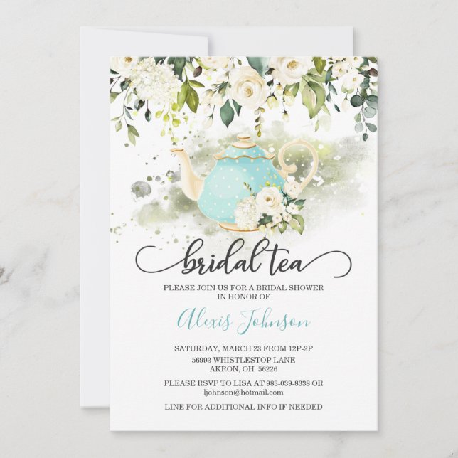 Invitación a la ducha de novia con té de novia - B (Anverso)