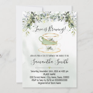 Invitación a la ducha de novia con té verde eucali