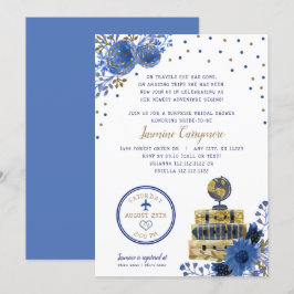 Invitación a la ducha de novia con tema de viajes