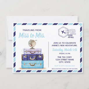 Invitación a la ducha de novia con tema de viajes