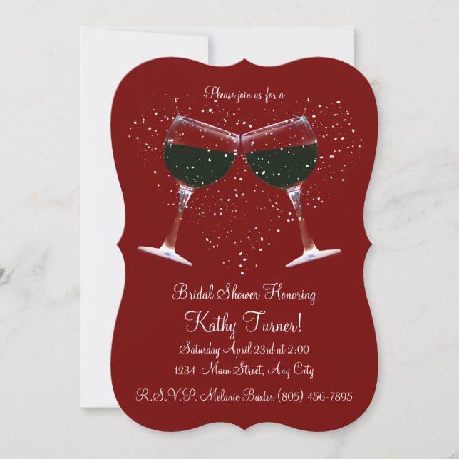 Invitación a la ducha de novia con temas relaciona (Anverso)