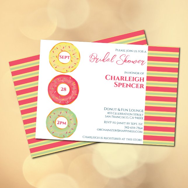 Invitación a la ducha de novia con temática Donut (Bridal shower invitation with donut elements)