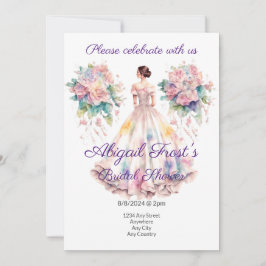 Invitación a la ducha de novia con texto editable