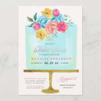 Invitación a la ducha de novia con torta de costad