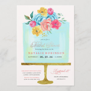 Invitación a la ducha de novia con torta de costad