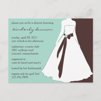 Invitación a la ducha de novia con traje de boda