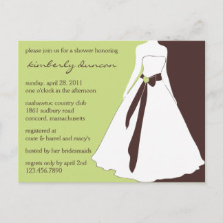 Invitación a la ducha de novia con traje de boda