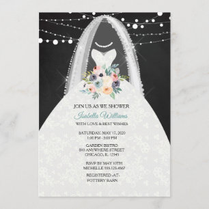 Invitación a la ducha de novia con traje de novia 