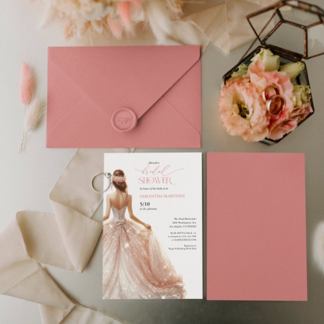 Invitación a la ducha de novia con traje de vidrio (Subido por el creador)