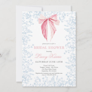 Invitación a la ducha de novia con un azul y un ro