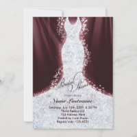 Invitación a la ducha de novia con vestido de diam
