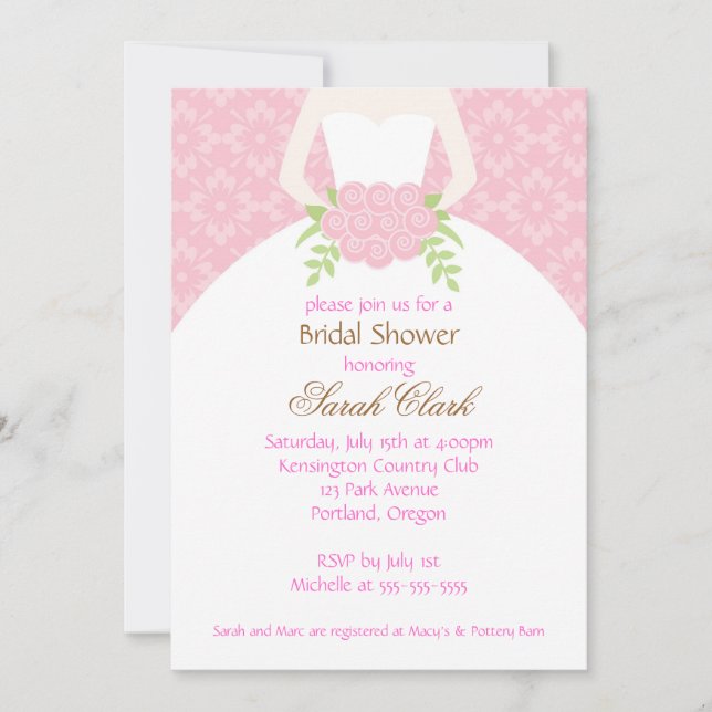 Invitación a la ducha de novia con vestimenta Boda (Anverso)
