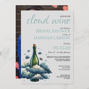 Invitación a la ducha de novia con vino de nubes
