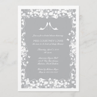 Invitación a la ducha de novia con zapatos grises