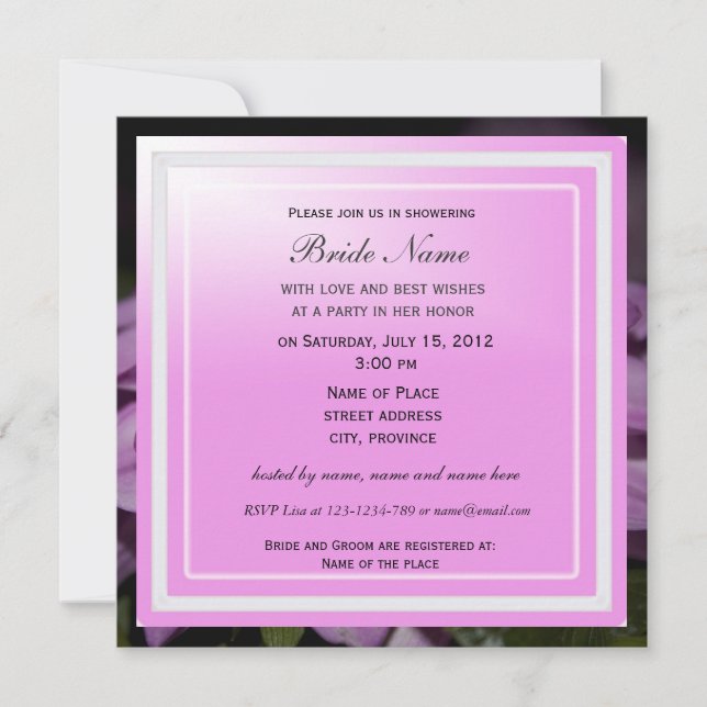 Invitación a la ducha de novia, dahlia púrpura (Anverso)
