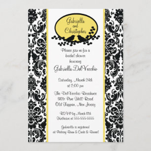 Invitación a la ducha de novia Damasco amarillo