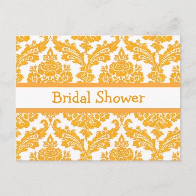 invitación a la ducha de novia, damasco amarillo e (Anverso)