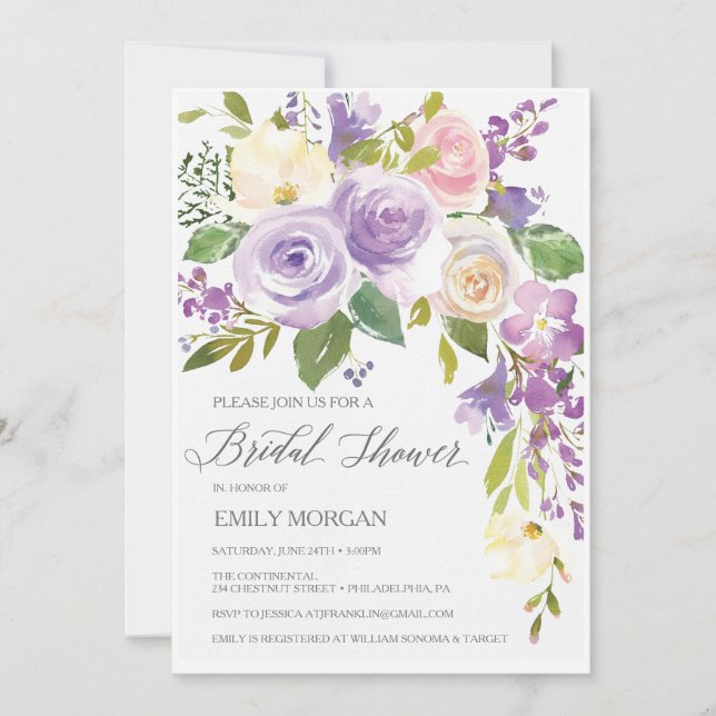 Invitación a la ducha de novia Darling Flora (Anverso)