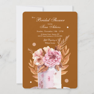 Invitación a la ducha de novia de amigos y flores