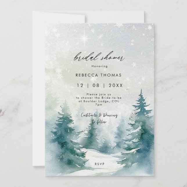 invitación a la ducha de novia de árboles forestal (Anverso)