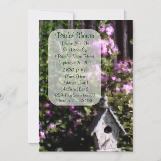 Invitación a la ducha de novia de arte de jardín d (Anverso)