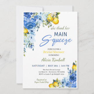 Invitación a la ducha de novia de Blue Floral Lemo