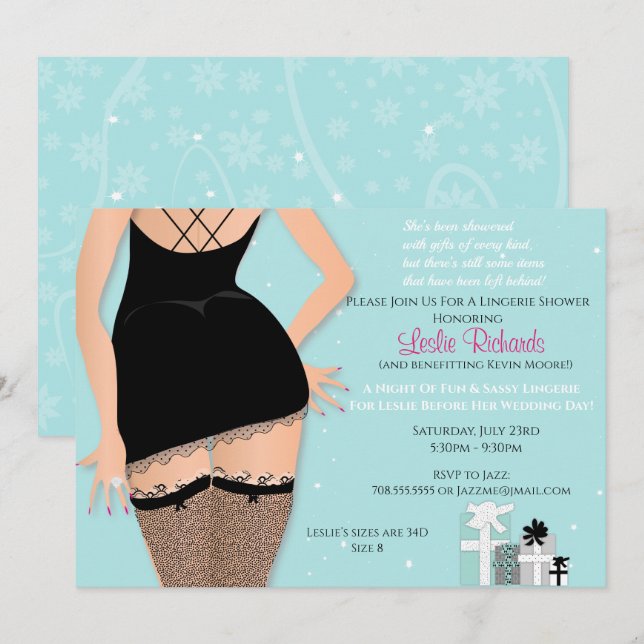 Invitación a la ducha de novia de Blue Sparkle Lin (Anverso / Reverso)