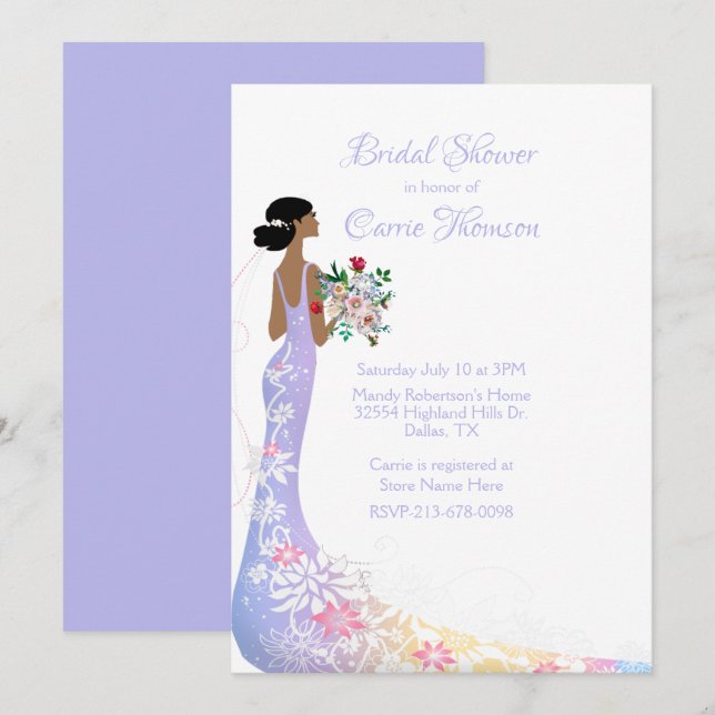 Invitación a la ducha de novia de bonito (Anverso / Reverso)