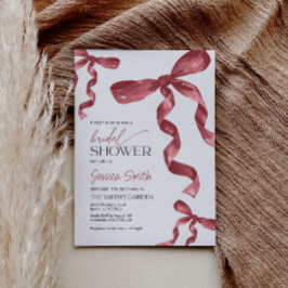 Invitación a la ducha de novia de Borgoña Bow