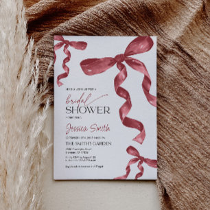 Invitación a la ducha de novia de Borgoña Bow