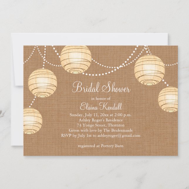 Invitación a la ducha de novia de Burlap Fiesta La (Anverso)