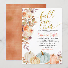 Invitación a la ducha de novia de calabaza floral 