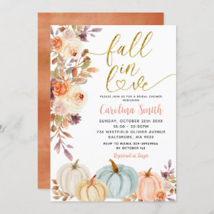 Invitación a la ducha de novia de calabaza floral