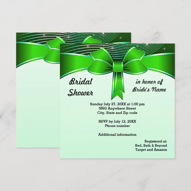 Invitación a la ducha de novia de cinta verde fest (Anverso / Reverso)