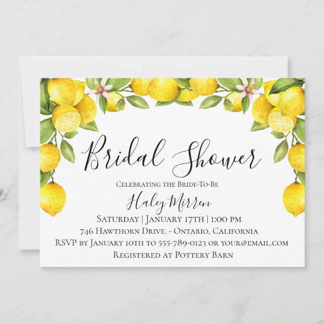 Invitación a la ducha de novia de Citrus Orchard (Anverso)