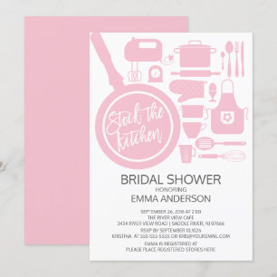 Invitación a la ducha de novia de cocina rosa mode