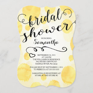 Invitación a la ducha de novia de color amarillo m