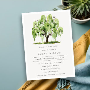Invitación a la ducha de novia de color verde de á
