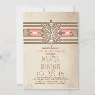 invitación a la ducha de novia de coral acuático v