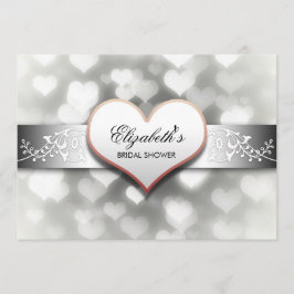 invitación a la ducha de novia de corazones blanco
