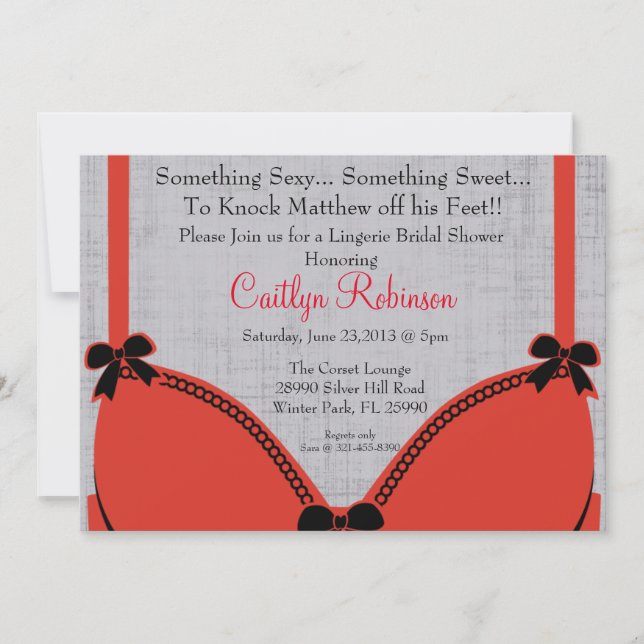 Invitación a la ducha de novia de Cute Bra Lingeri (Anverso)