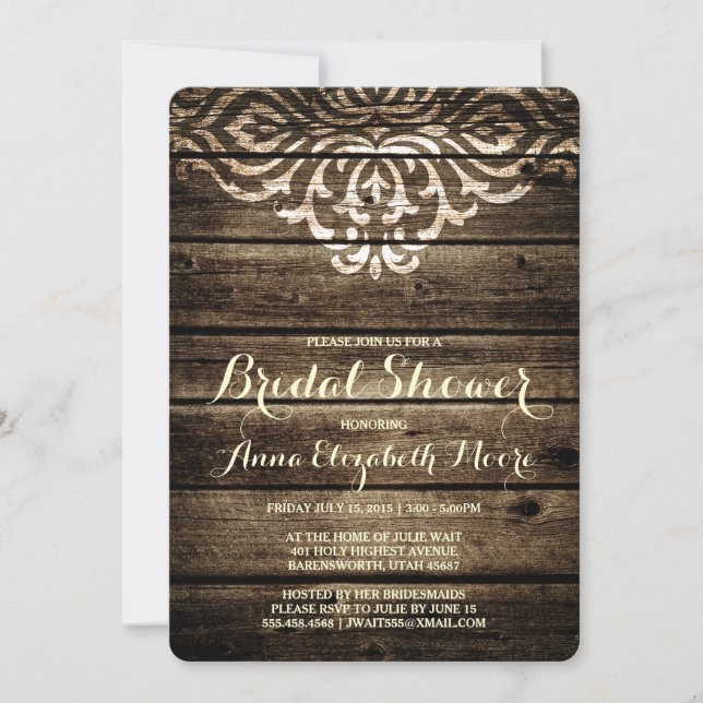 Invitación a la ducha de novia de Damasco de Mader (Anverso)