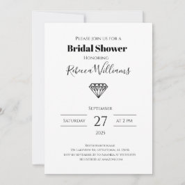 Invitación a la ducha de novia de diamante negro