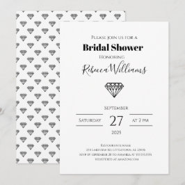 Invitación a la ducha de novia de diamante negro