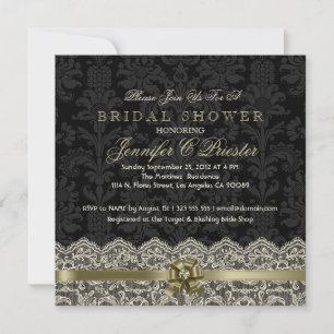 Invitación a la ducha de novia de encaje blanco ne