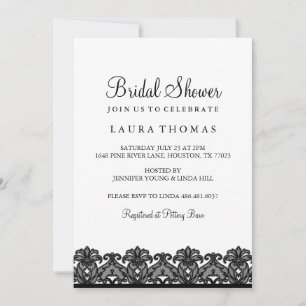 Invitación a la ducha de novia de encaje blanco y 