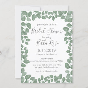 Invitación a la ducha de novia de eucalipto verde
