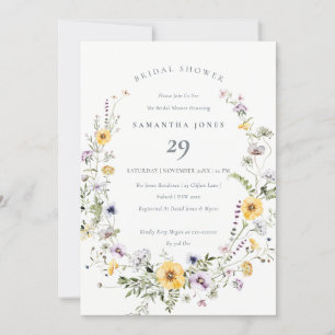 Invitación a la ducha de novia de flor silvestre a