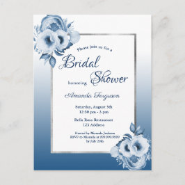 Invitación a la ducha de novia de flores azules cl